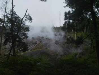 「大涌谷と早雲山駅の間で見た光景」（Volcanic Steam）